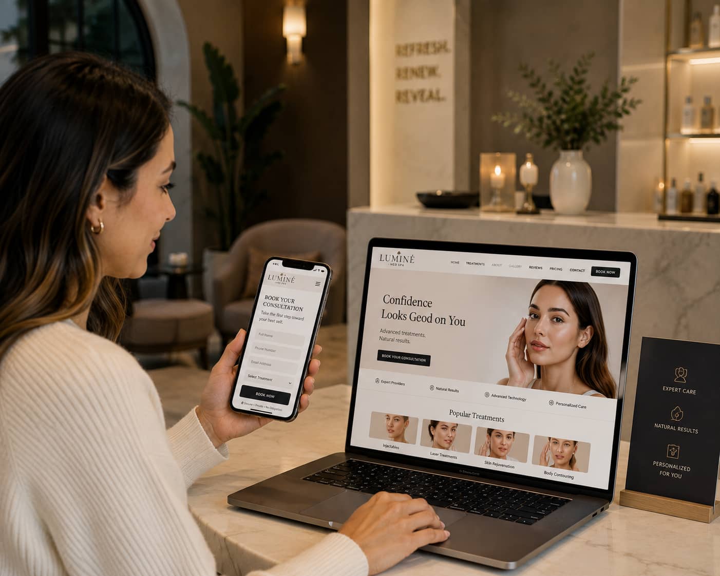 Luxury California medspa website — booking experience